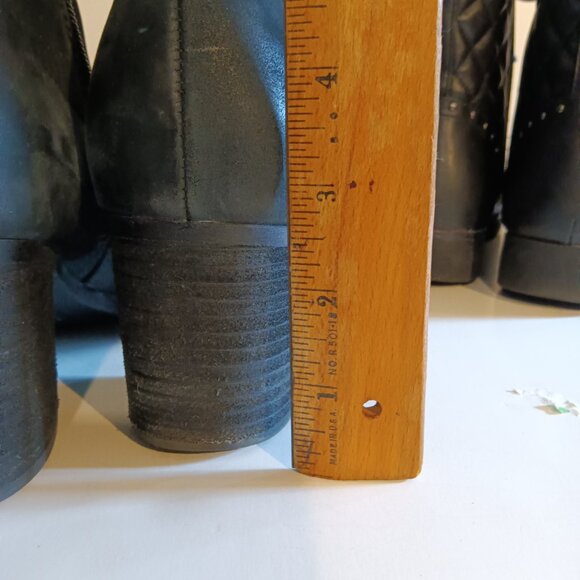 Rockport Black Suede Leather Booties and Guess Black Quilted Moto Boots Size 8.5 - Picture 11 of 13